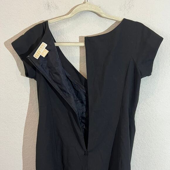 MICHAEL Michael Kors Midi Wrap Dress Women's Size 8 Black Short Sleeves Back Zip - Picture 5 of 7